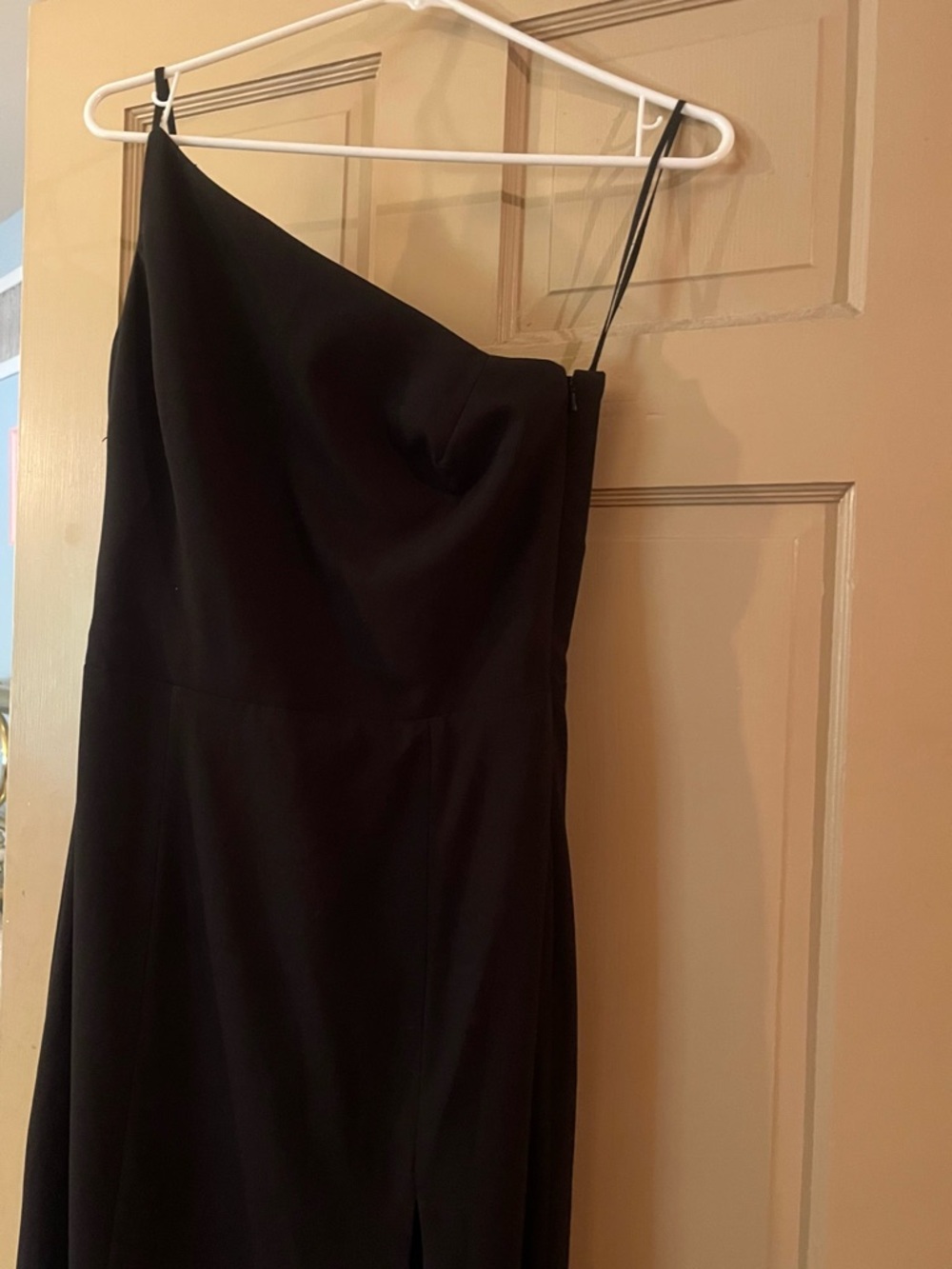 Amsale Black One-Shoulder Evening Dress
